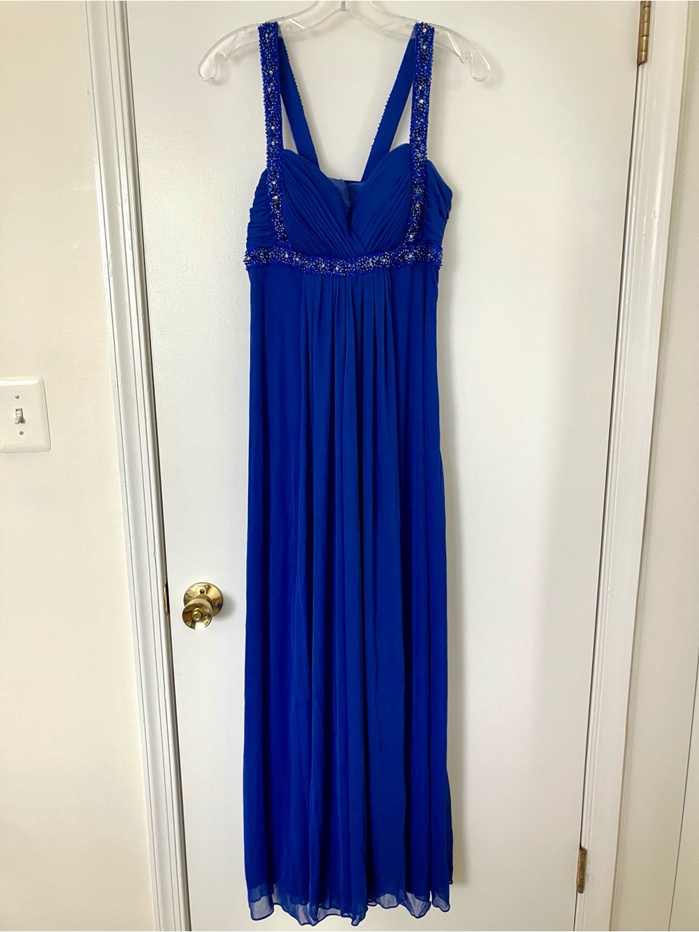Stunning Royal Blue Beaded Evening Gown